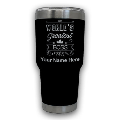 LaserGram 30oz Tumbler Mug, World's Greatest Boss, Personalized Engraving Included