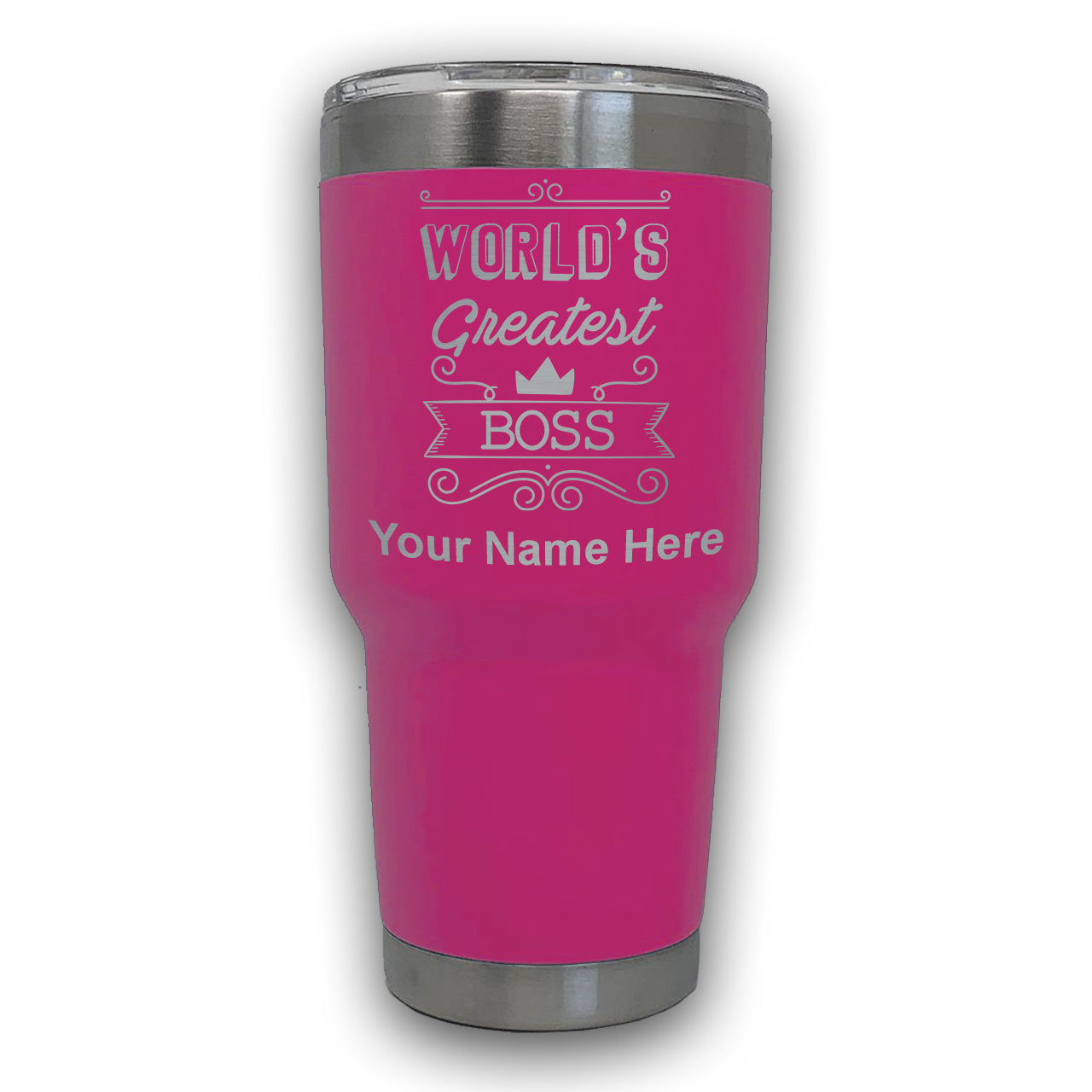 LaserGram 30oz Tumbler Mug, World's Greatest Boss, Personalized Engraving Included