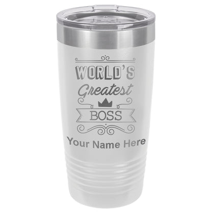 20oz Vacuum Insulated Tumbler Mug, World's Greatest Boss, Personalized Engraving Included