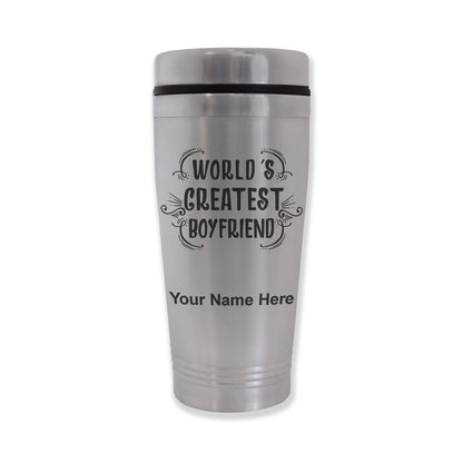 Commuter Travel Mug, World's Greatest Boyfriend, Personalized Engraving Included