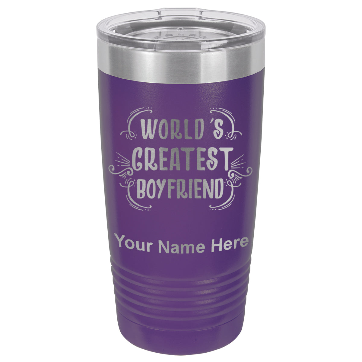 20oz Vacuum Insulated Tumbler Mug, World's Greatest Boyfriend, Personalized Engraving Included