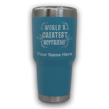 LaserGram 30oz Tumbler Mug, World's Greatest Boyfriend, Personalized Engraving Included