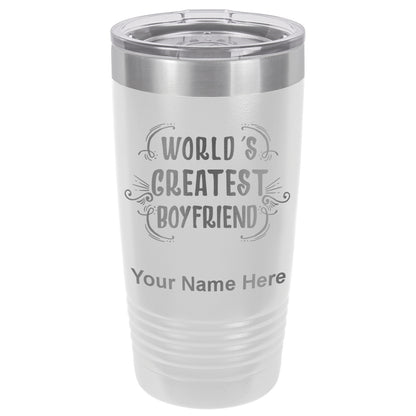 20oz Vacuum Insulated Tumbler Mug, World's Greatest Boyfriend, Personalized Engraving Included