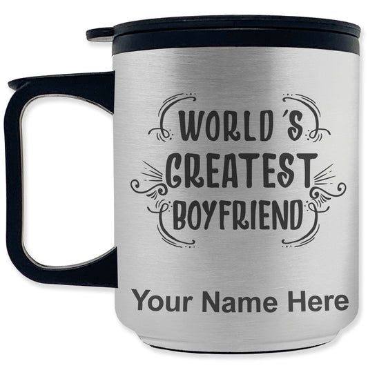 Coffee Travel Mug, World's Greatest Boyfriend, Personalized Engraving Included