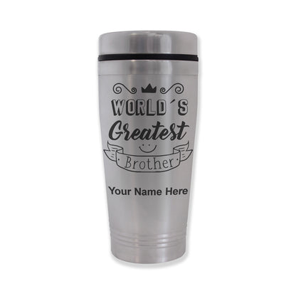 Commuter Travel Mug, World's Greatest Brother, Personalized Engraving Included