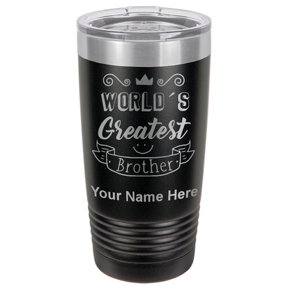 20oz Vacuum Insulated Tumbler Mug, World's Greatest Brother, Personalized Engraving Included
