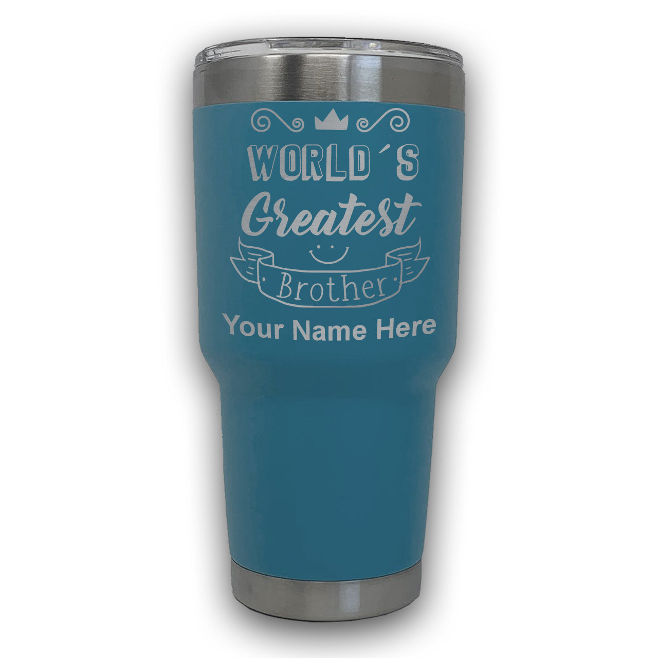 LaserGram 30oz Tumbler Mug, World's Greatest Brother, Personalized Engraving Included