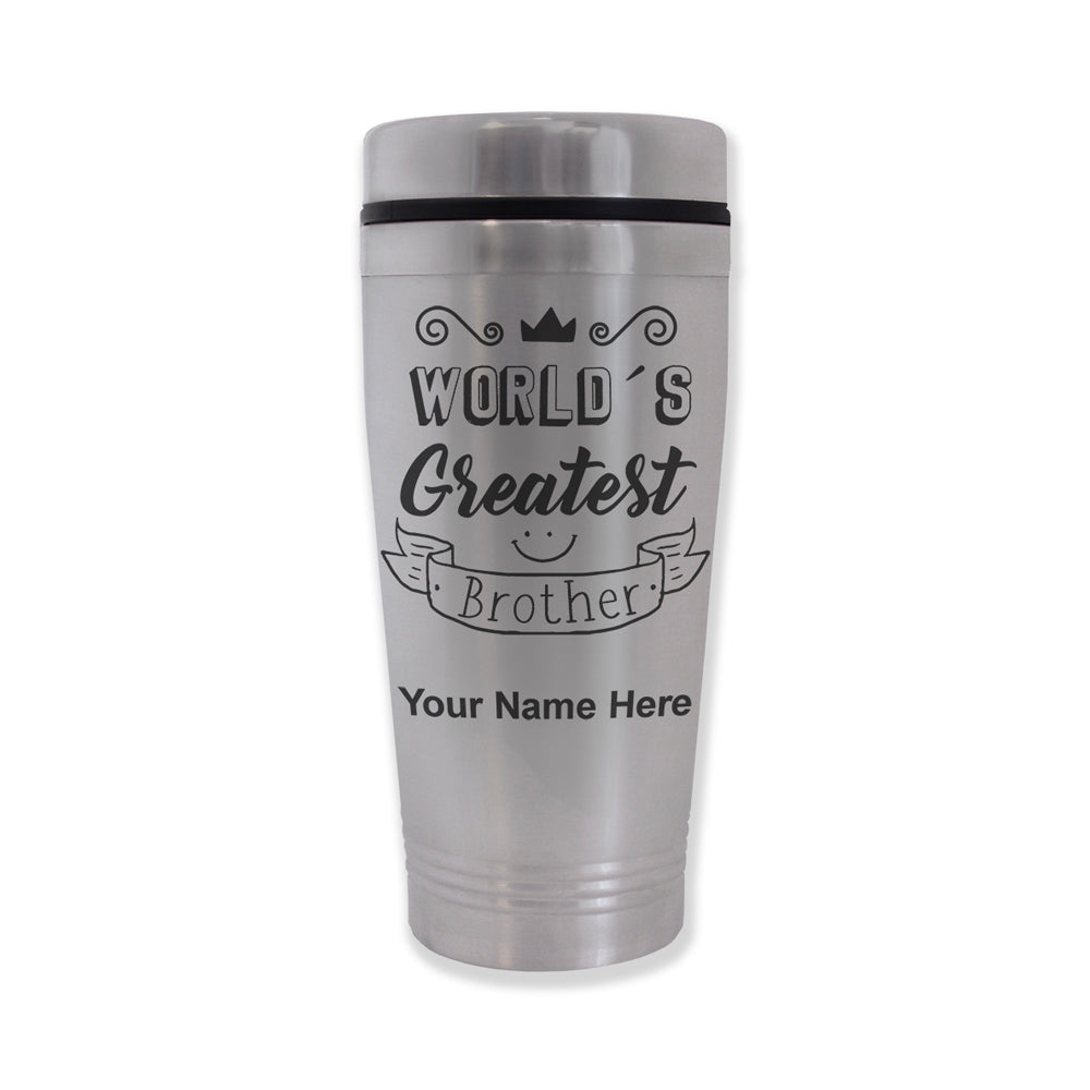 Commuter Travel Mug, World's Greatest Brother, Personalized Engraving Included