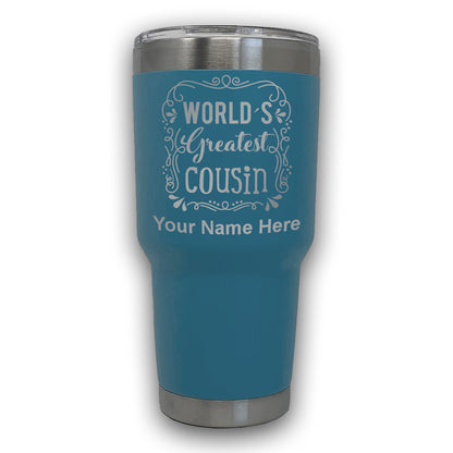 LaserGram 30oz Tumbler Mug, World's Greatest Cousin, Personalized Engraving Included