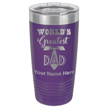 20oz Vacuum Insulated Tumbler Mug, World's Greatest Dad, Personalized Engraving Included