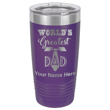 Load image into Gallery viewer, 20oz Vacuum Insulated Tumbler Mug, World&#39;s Greatest Dad, Personalized Engraving Included
