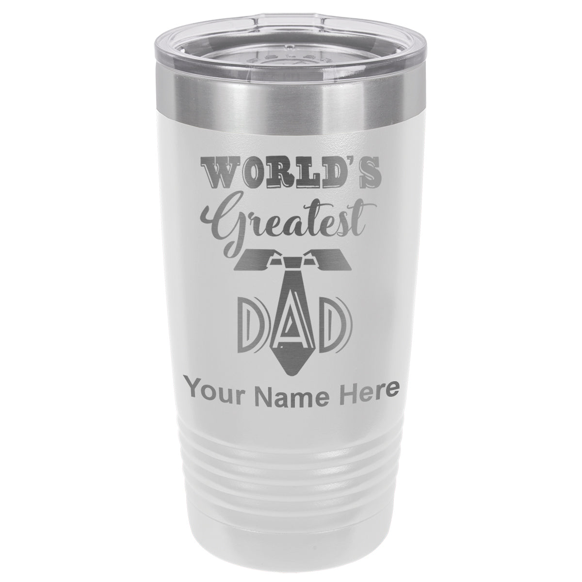 20oz Vacuum Insulated Tumbler Mug, World's Greatest Dad, Personalized Engraving Included