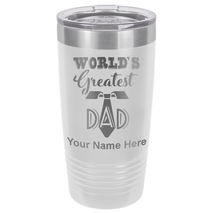 20oz Vacuum Insulated Tumbler Mug, World's Greatest Dad, Personalized Engraving Included