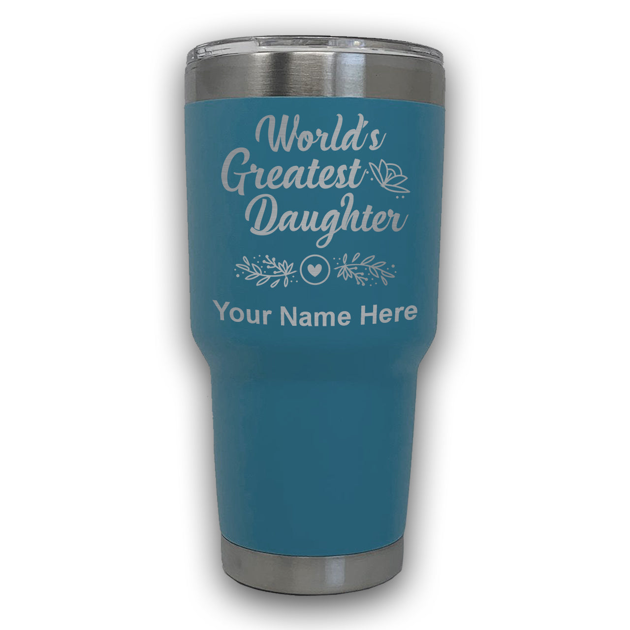 LaserGram 30oz Tumbler Mug, World's Greatest Daughter, Personalized Engraving Included