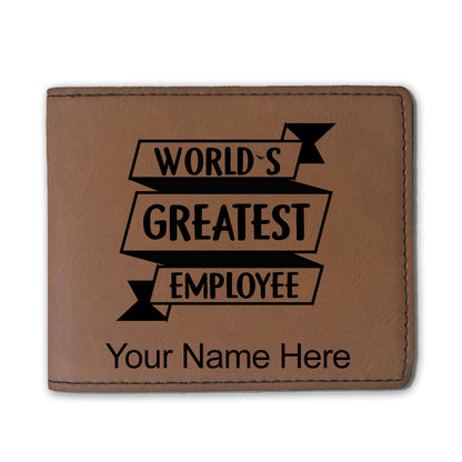 Faux Leather Bi-Fold Wallet, World's Greatest Employee, Personalized Engraving Included