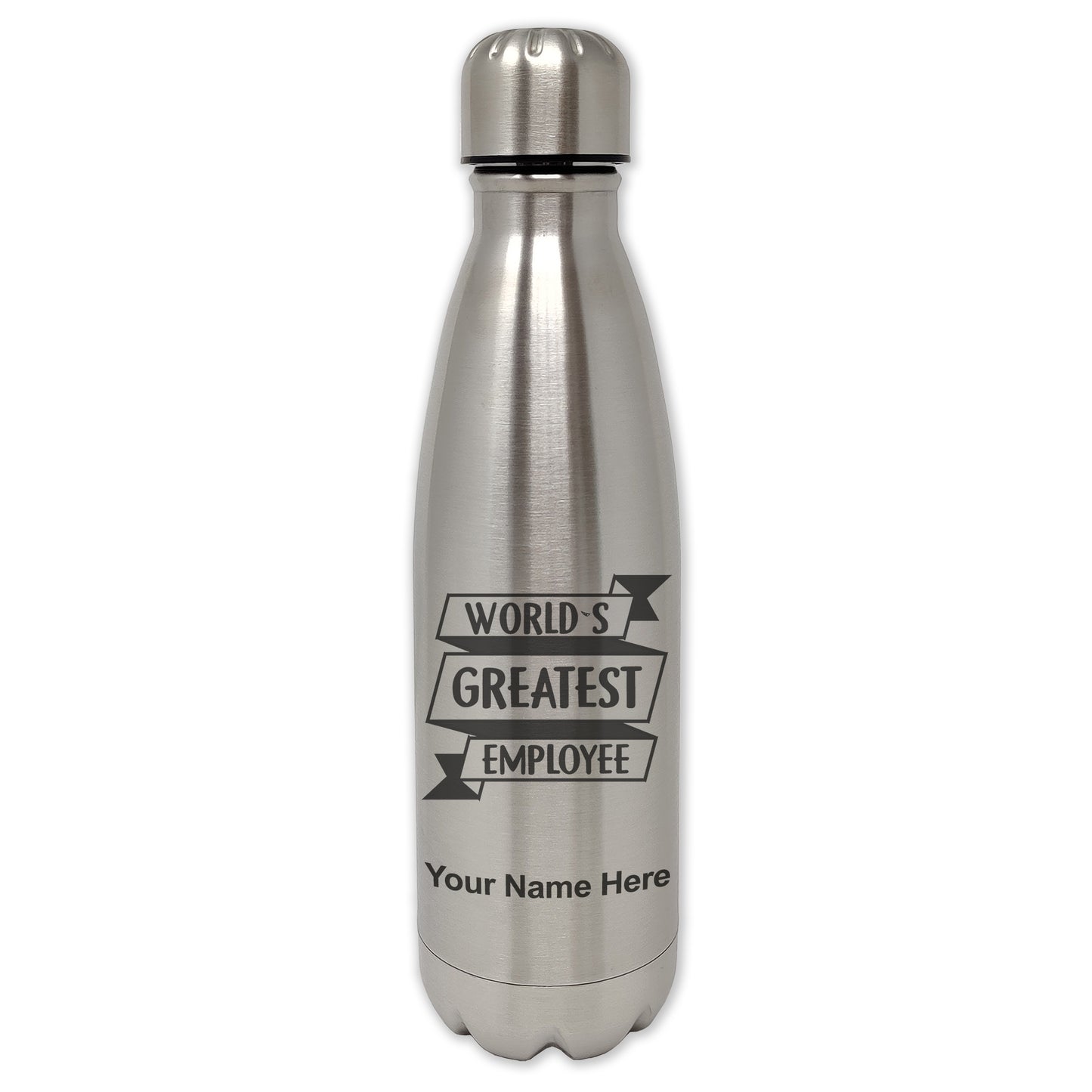 LaserGram Single Wall Water Bottle, World's Greatest Employee, Personalized Engraving Included