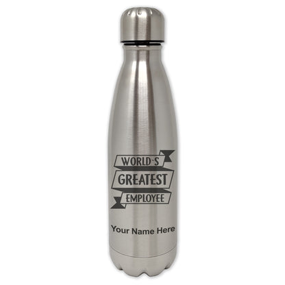 LaserGram Single Wall Water Bottle, World's Greatest Employee, Personalized Engraving Included