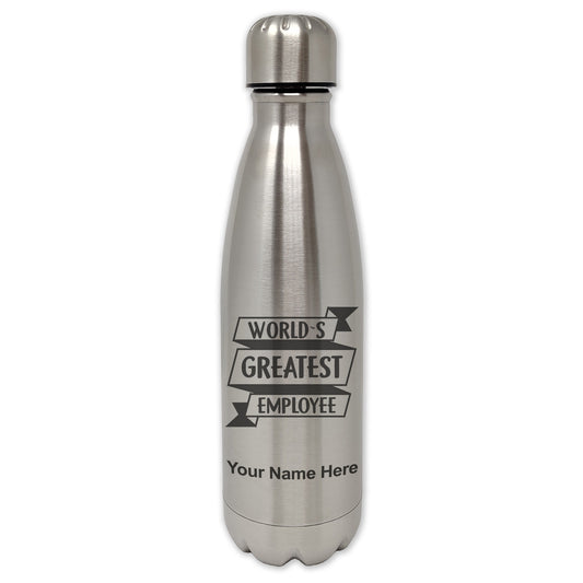 LaserGram Single Wall Water Bottle, World's Greatest Employee, Personalized Engraving Included