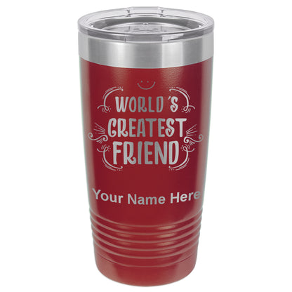 20oz Vacuum Insulated Tumbler Mug, World's Greatest Friend, Personalized Engraving Included