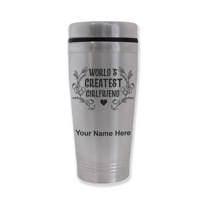 Commuter Travel Mug, World's Greatest Girlfriend, Personalized Engraving Included