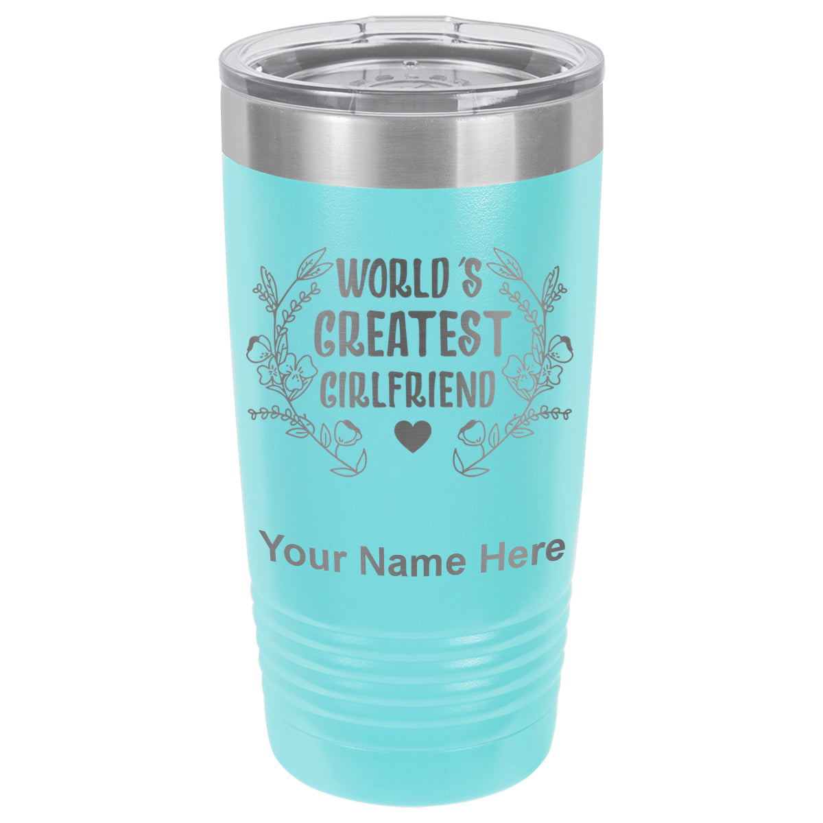 20oz Vacuum Insulated Tumbler Mug, World's Greatest Girlfriend, Personalized Engraving Included