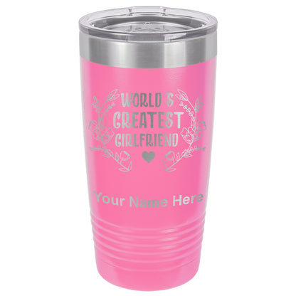 20oz Vacuum Insulated Tumbler Mug, World's Greatest Girlfriend, Personalized Engraving Included