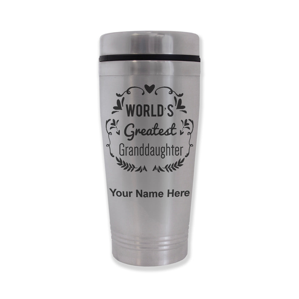 Commuter Travel Mug, World's Greatest Granddaughter, Personalized Engraving Included