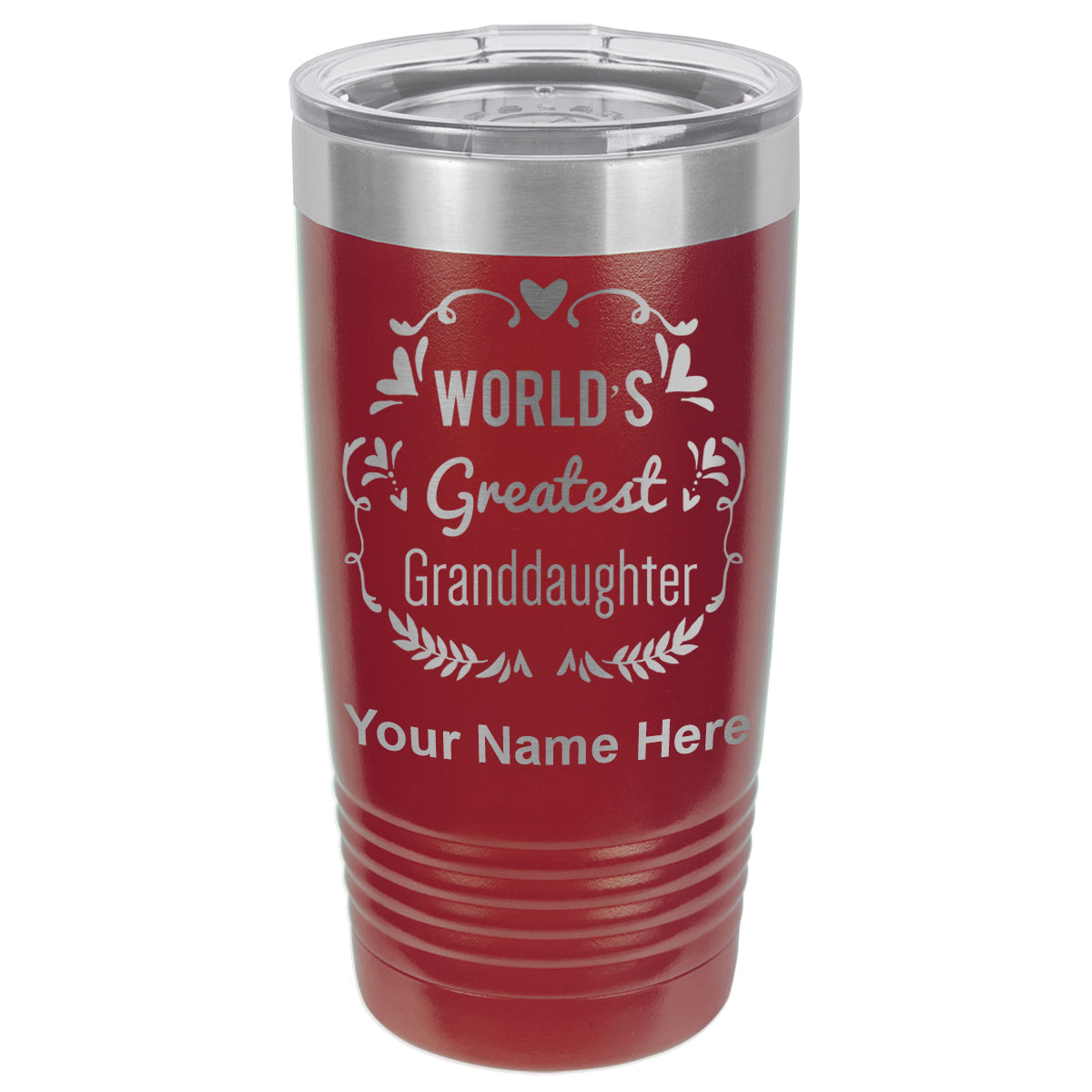 20oz Vacuum Insulated Tumbler Mug, World's Greatest Granddaughter, Personalized Engraving Included