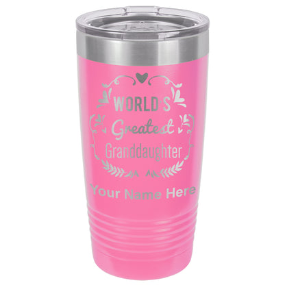 20oz Vacuum Insulated Tumbler Mug, World's Greatest Granddaughter, Personalized Engraving Included