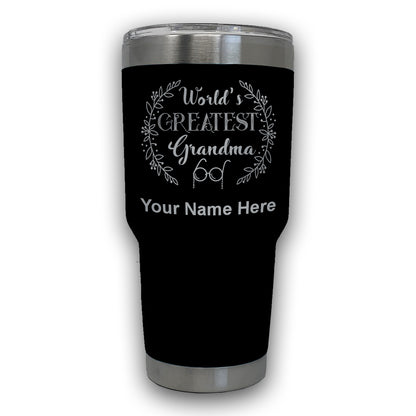 LaserGram 30oz Tumbler Mug, World's Greatest Grandma, Personalized Engraving Included