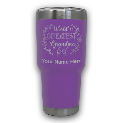 LaserGram 30oz Tumbler Mug, World's Greatest Grandma, Personalized Engraving Included