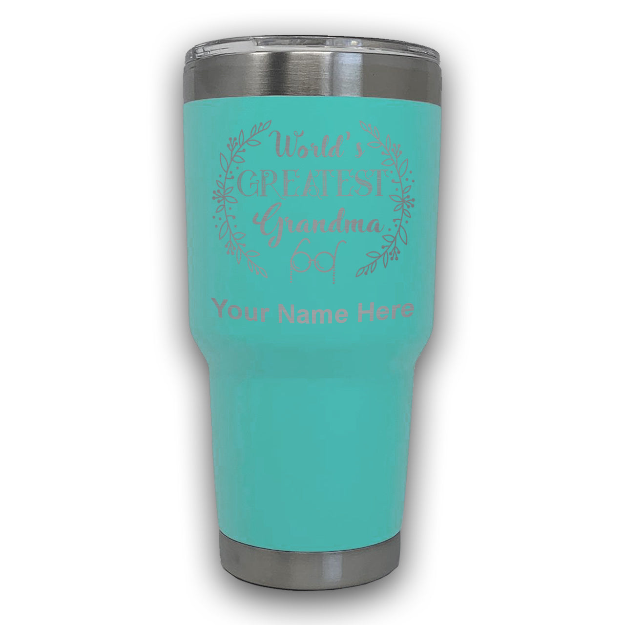 LaserGram 30oz Tumbler Mug, World's Greatest Grandma, Personalized Engraving Included