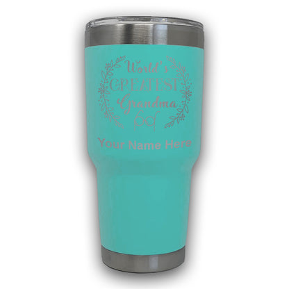 LaserGram 30oz Tumbler Mug, World's Greatest Grandma, Personalized Engraving Included