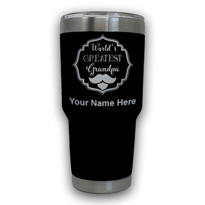 LaserGram 30oz Tumbler Mug, World's Greatest Grandpa, Personalized Engraving Included