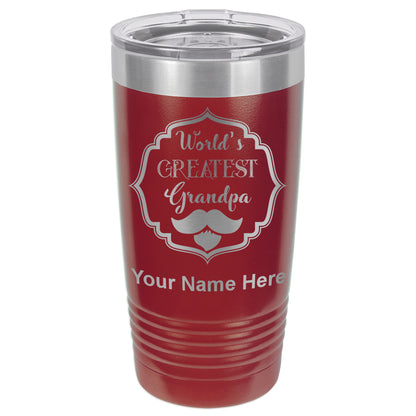 20oz Vacuum Insulated Tumbler Mug, World's Greatest Grandpa, Personalized Engraving Included