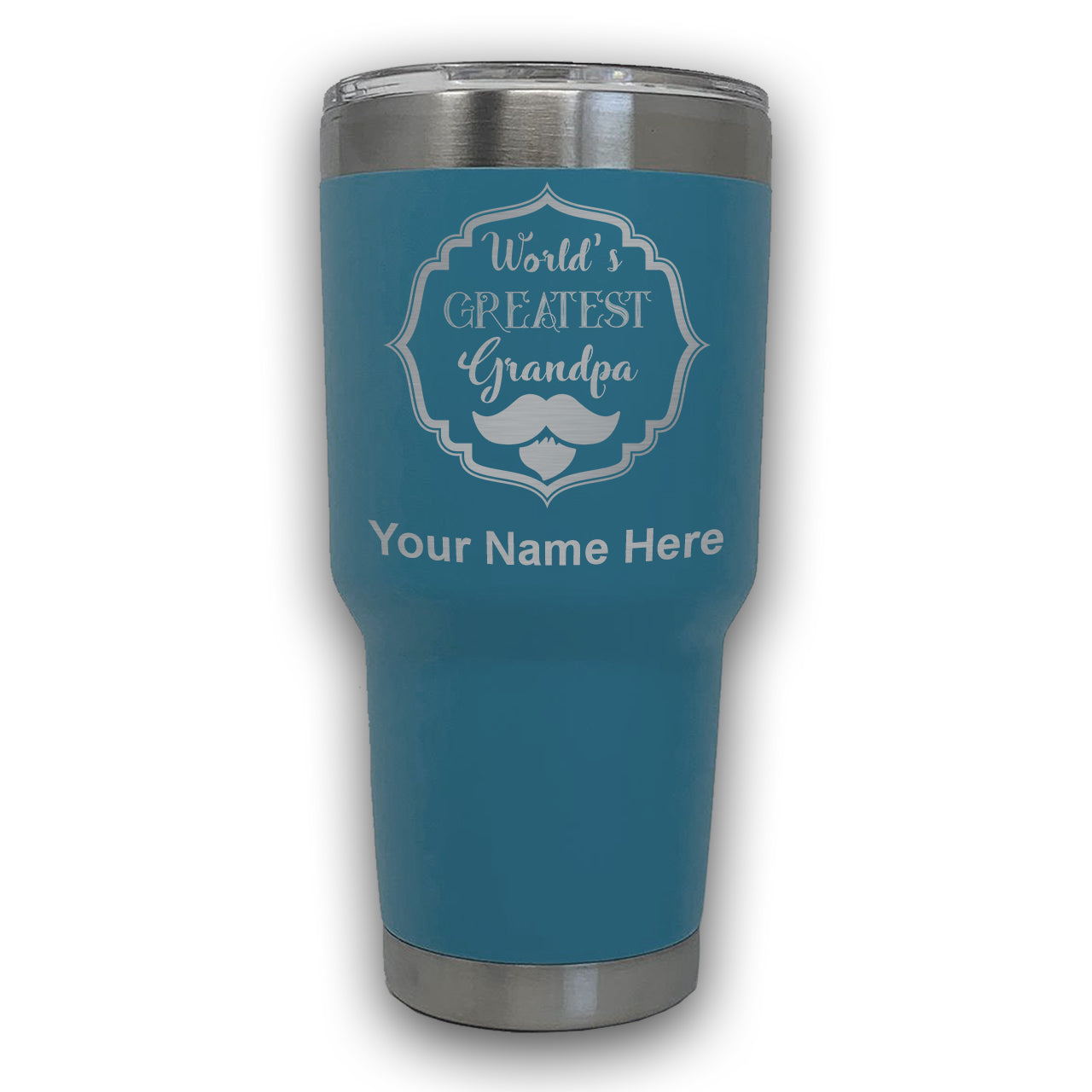 LaserGram 30oz Tumbler Mug, World's Greatest Grandpa, Personalized Engraving Included