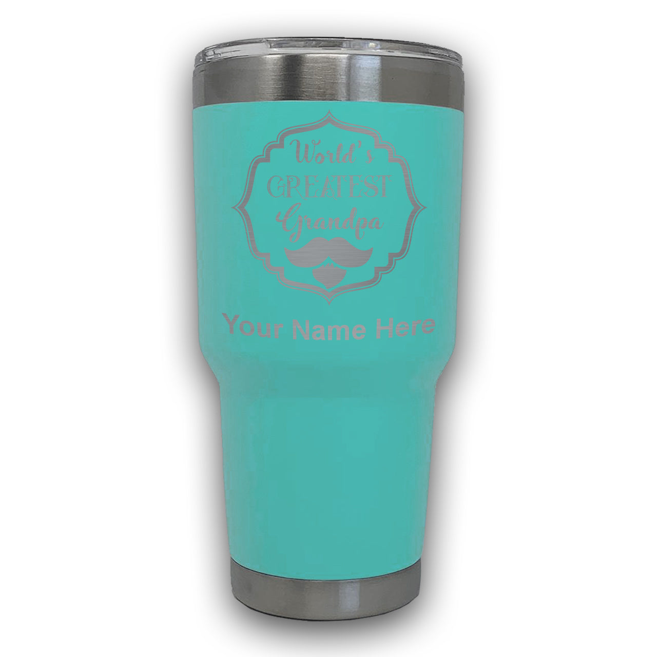 LaserGram 30oz Tumbler Mug, World's Greatest Grandpa, Personalized Engraving Included