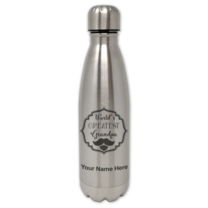 LaserGram Single Wall Water Bottle, World's Greatest Grandpa, Personalized Engraving Included