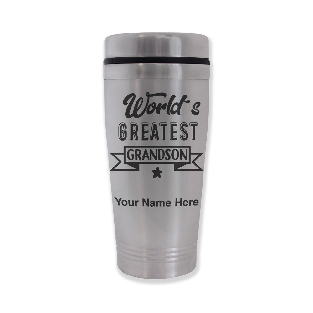 Commuter Travel Mug, World's Greatest Grandson, Personalized Engraving Included