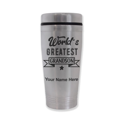 Commuter Travel Mug, World's Greatest Grandson, Personalized Engraving Included