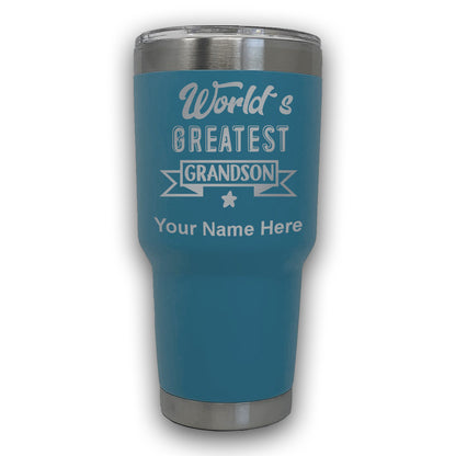 LaserGram 30oz Tumbler Mug, World's Greatest Grandson, Personalized Engraving Included