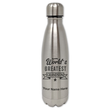 LaserGram Single Wall Water Bottle, World's Greatest Grandson, Personalized Engraving Included