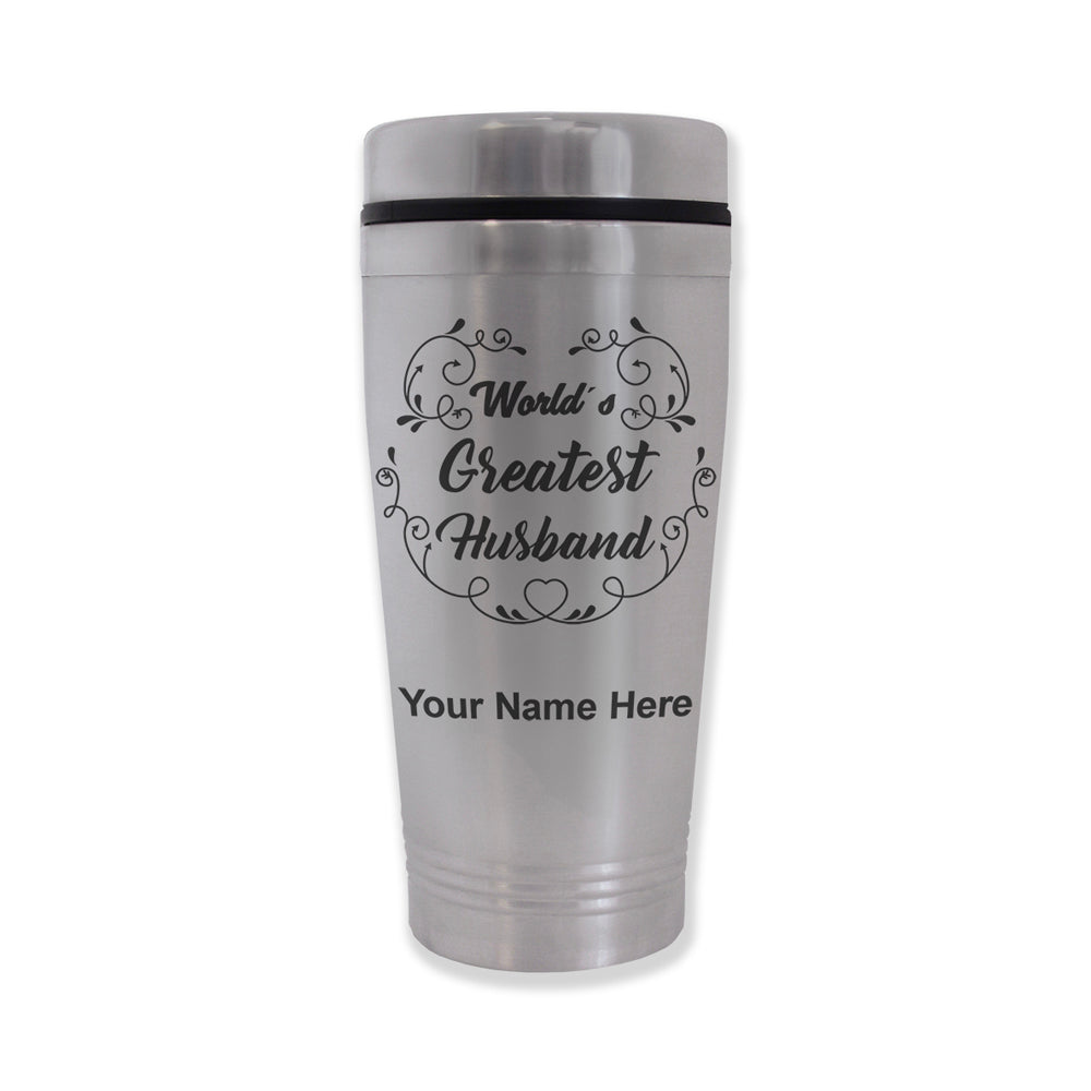 Commuter Travel Mug, World's Greatest Husband, Personalized Engraving Included