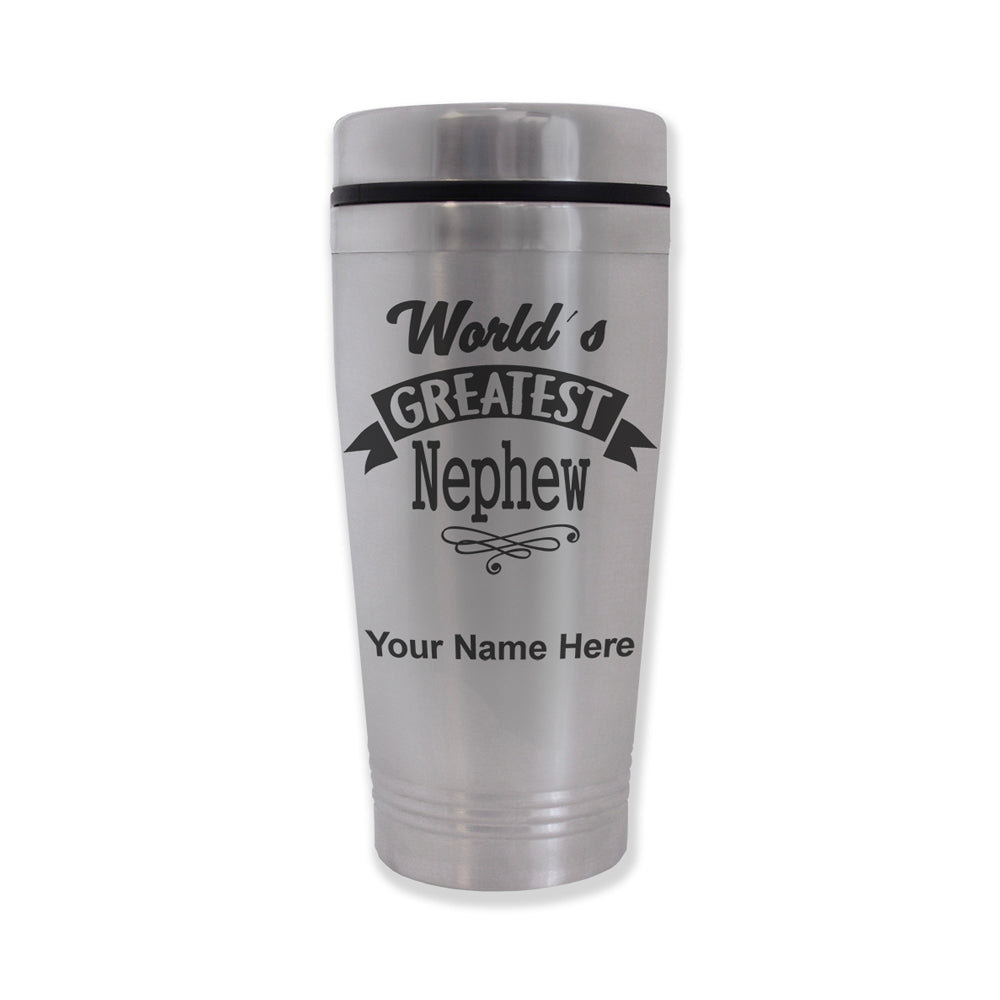 Commuter Travel Mug, World's Greatest Nephew, Personalized Engraving Included