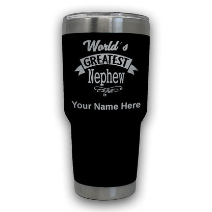 LaserGram 30oz Tumbler Mug, World's Greatest Nephew, Personalized Engraving Included