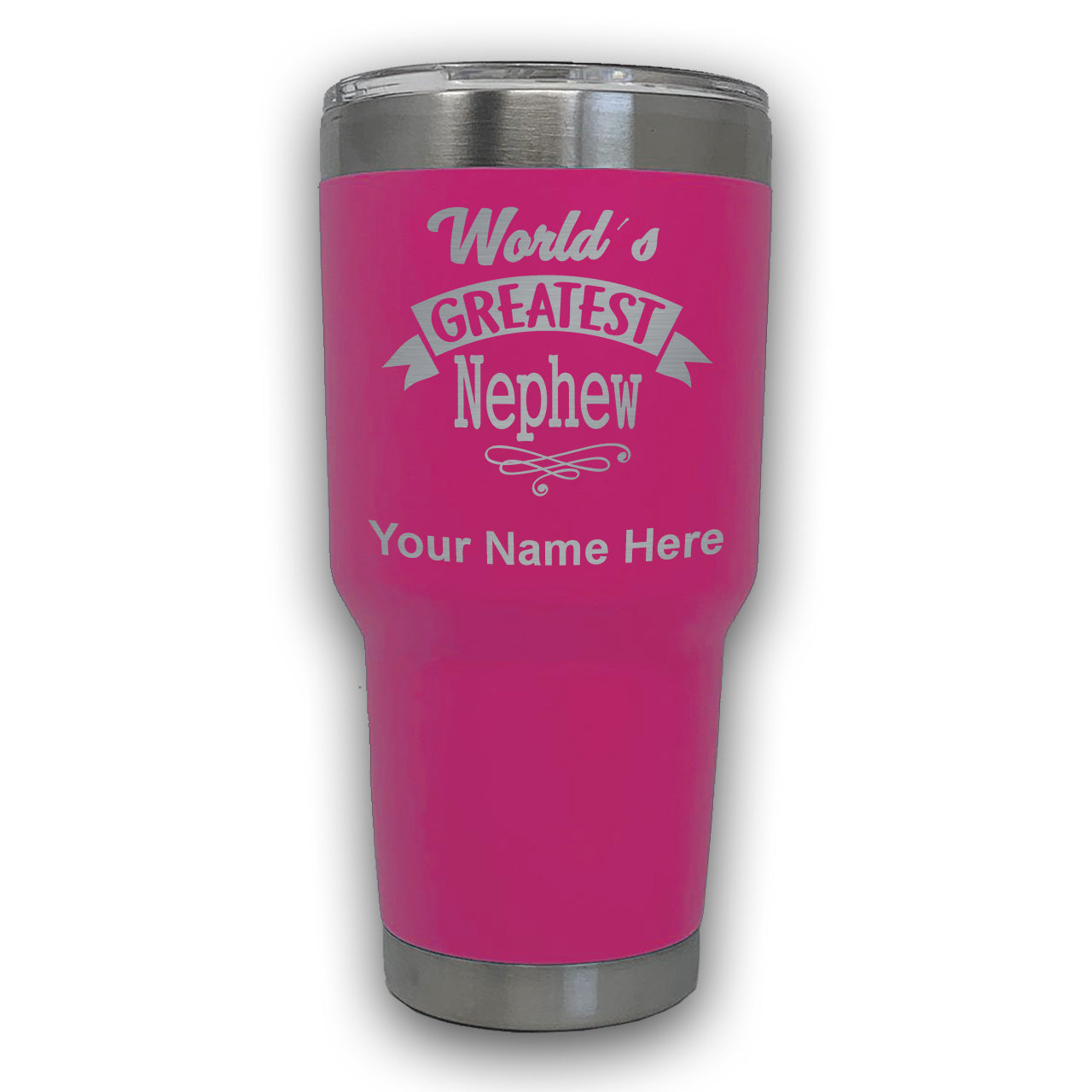 LaserGram 30oz Tumbler Mug, World's Greatest Nephew, Personalized Engraving Included