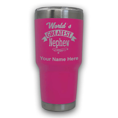 LaserGram 30oz Tumbler Mug, World's Greatest Nephew, Personalized Engraving Included