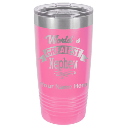 20oz Vacuum Insulated Tumbler Mug, World's Greatest Nephew, Personalized Engraving Included