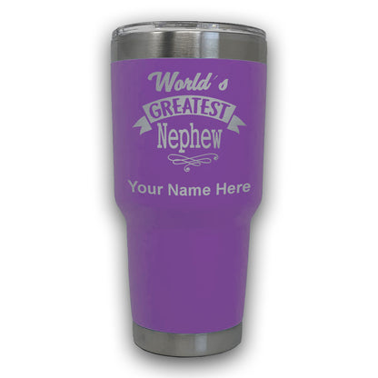 LaserGram 30oz Tumbler Mug, World's Greatest Nephew, Personalized Engraving Included