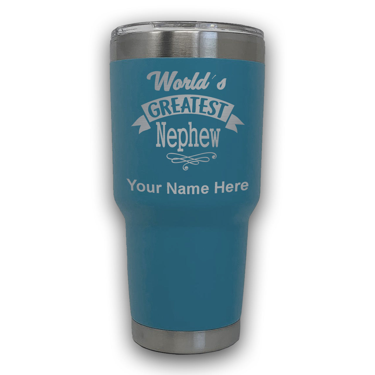 LaserGram 30oz Tumbler Mug, World's Greatest Nephew, Personalized Engraving Included